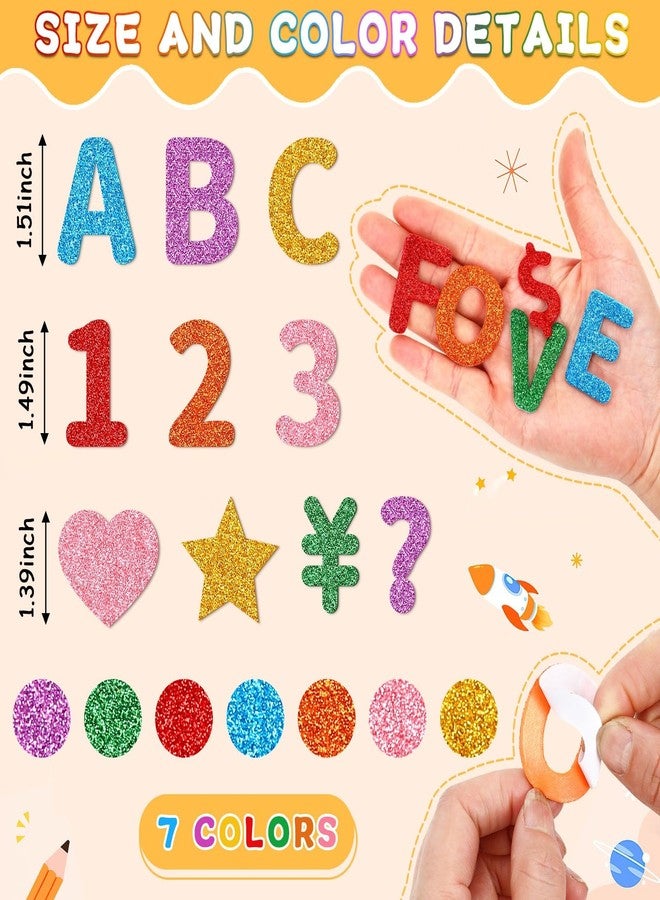 JULBEAR 300 Pcs Foam Letters Stickers Foam Alphabet Sticker for DIY Crafts Colorful Glitter Numbers Self-Adhesive Decoration for School First Day of School - Image 2